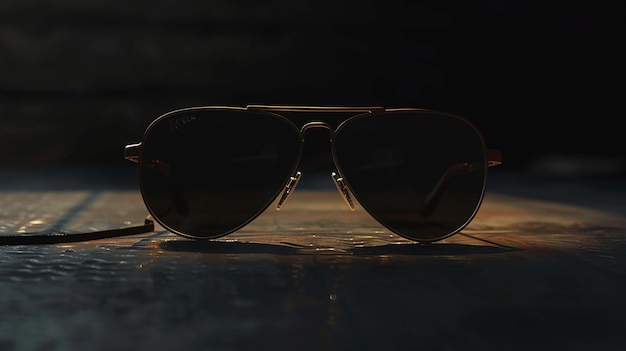 Ein Paar Schild Sonnenbrillen ergänzen die Kleidung