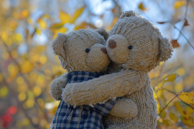 Ein Paar Teddybären umarmen ein Date
