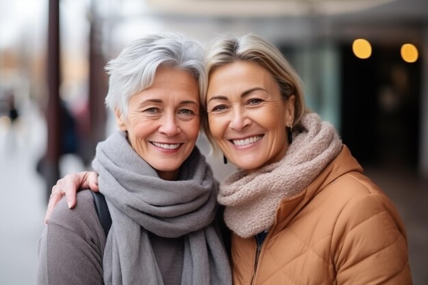 Ein paar verliebte erwachsene Frauen am Valentinstag LGBT