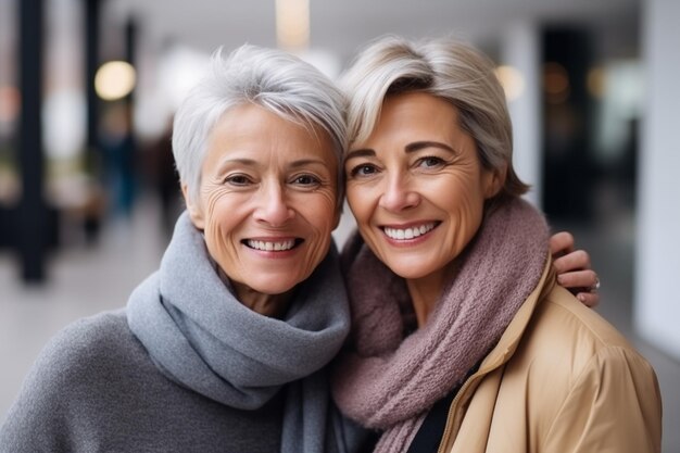 Ein paar verliebte erwachsene Frauen am Valentinstag LGBT