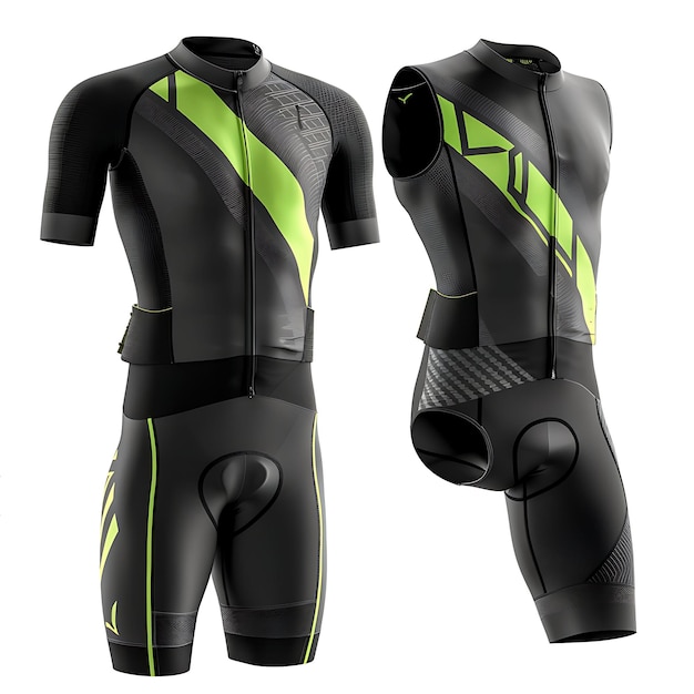 ein Paar Wetsuits für Männer mit grünen Streifen
