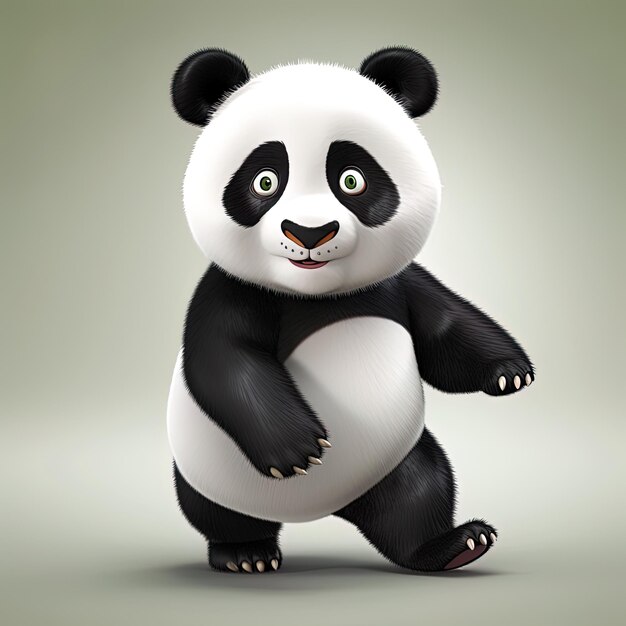 ein Panda-Bär mit weißem Bauch und schwarzen Augen