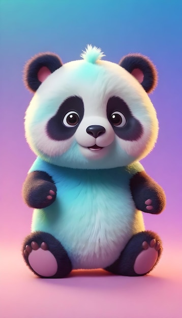 ein Panda hält ein kleines Spielzeug in den Händen