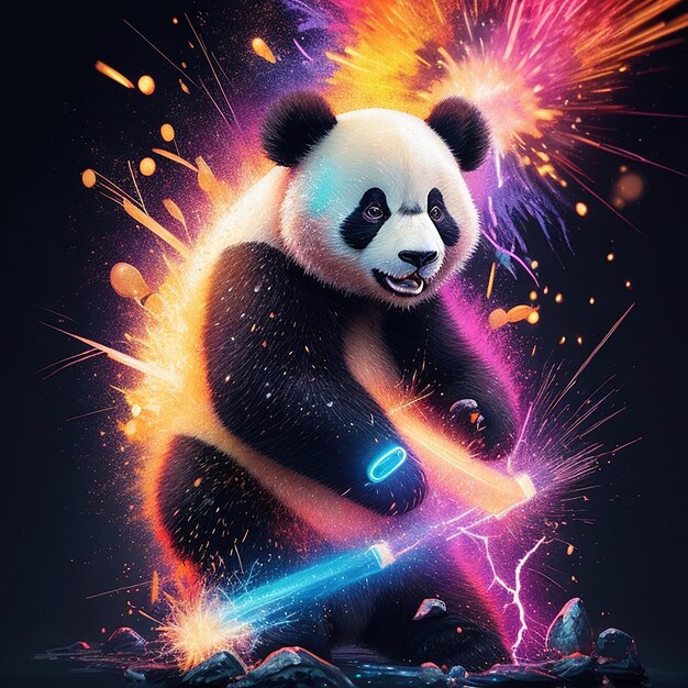 Ein Panda-Illustrationsdesign für ein T-Shirt oder Tapeten ai generiert