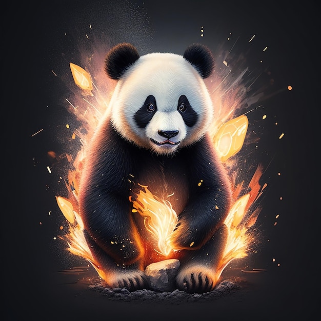 Ein Panda-Illustrationsdesign für ein T-Shirt oder Tapeten ai generiert