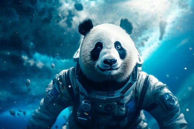 Ein Panda im Astronautenanzug