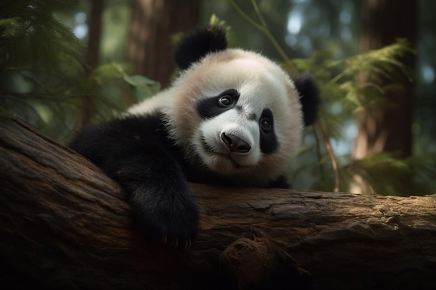 Ein Panda in einem Baum in China