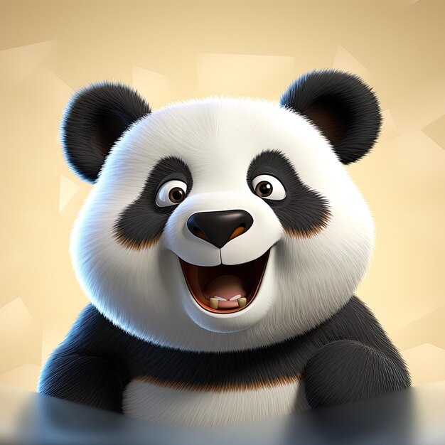 ein Panda mit einem schwarz-weißen Gesicht und einem braunen Hintergrund