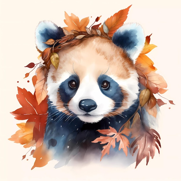 Ein Pandabär ist im Aquarellstil gehalten