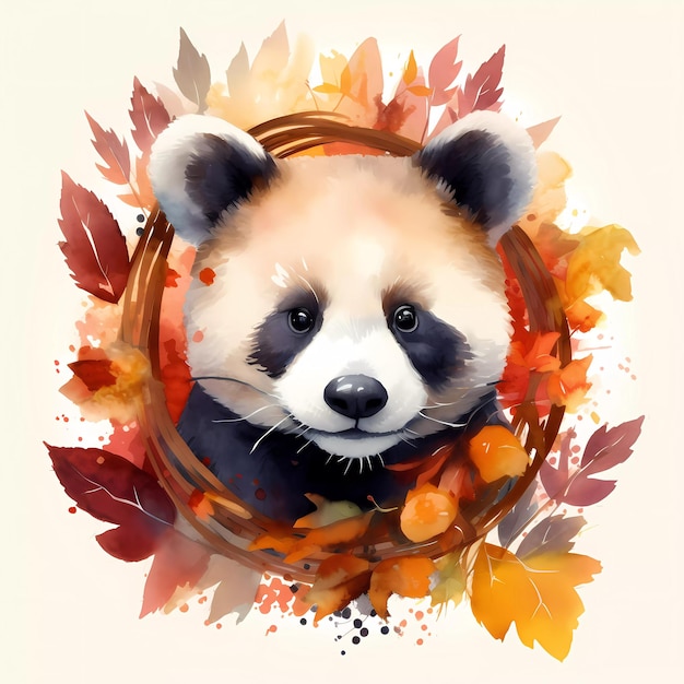 Ein Pandabär ist im Aquarellstil gehalten