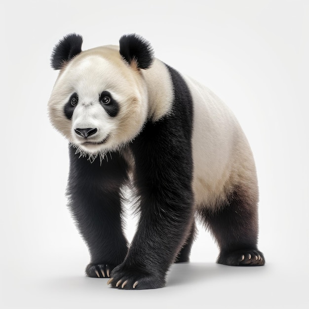 Ein Pandabär steht vor weißem Hintergrund.