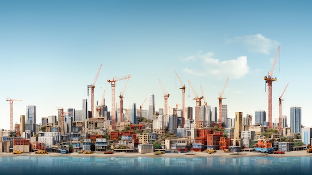Ein Panoramablick auf die im Bau befindliche moderne Stadtsilhouette