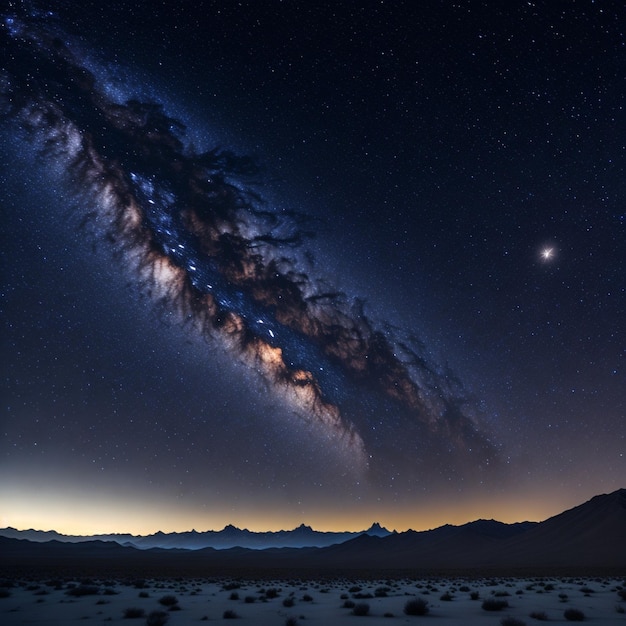 Ein Panoramablick auf einen sternenklaren Nachthimmel in der Atacama-Wüste Chile, der die Milchstraße einfängt