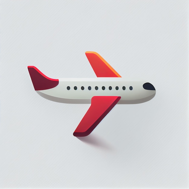 Ein Papierflieger mit rotem Heck und dem Wort „Flugzeug“ an der Seite.