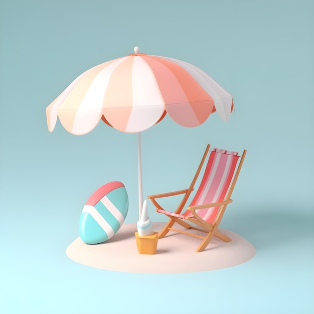 Ein Papiermodell eines Strandschirms und eines Regenschirms