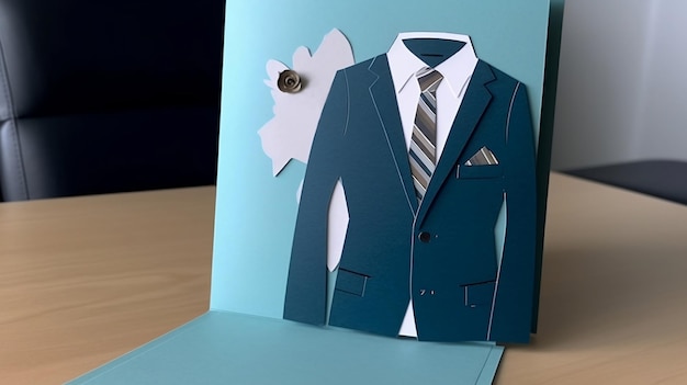 Ein Papierschnitt aus einem Anzug mit Krawatte zum Vatertag