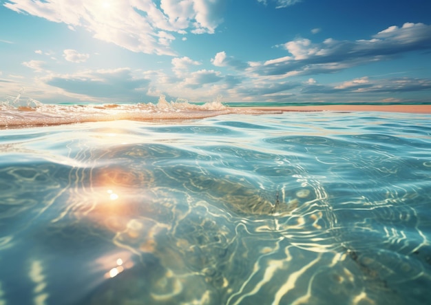 Ein Paradiestag, in dem Sonne, Sand und Wasser reflektiert werden