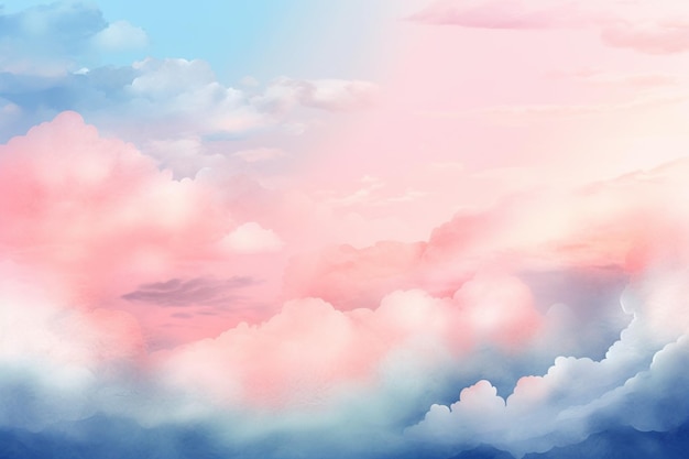 Ein pastellfarbener Himmel mit Wolken und ein rosa Himmel mit Wolken.