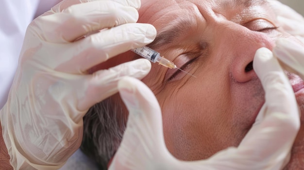 Foto ein patient, der botox-injektionen zur faltenreduktion erhält