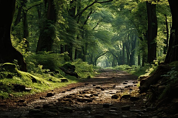 Foto ein pfad durch den wald in einem wald