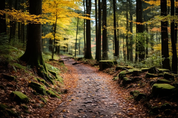 ein Pfad durch einen Wald im Herbst