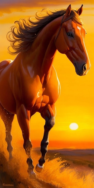 Ein Pferd, das in den Sonnenuntergang läuft