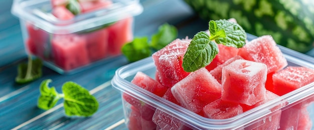 Foto ein picknick mit hundfreundlichen snacks wie gefrorenen wassermelonenwürfeln