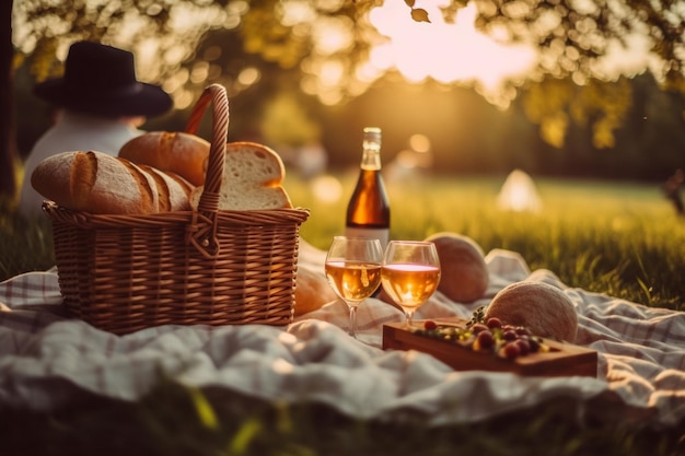 ein Picknickkorb mit Brot-Eiern