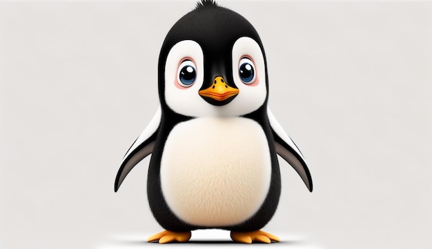 Ein Pinguin mit weißem Gesicht und schwarzen Augen.