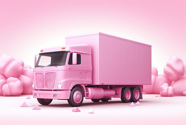 Foto ein pinker lkw vereinfachte vektorkunst