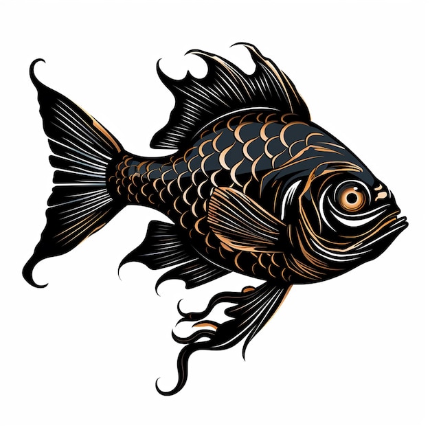 Ein Piranha-Maskottchen-Logo mit einem Sprungfisch-Vektor-Silout