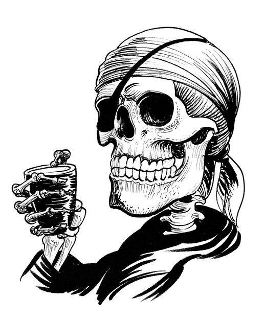 Foto ein pirat mit einem glas cocktail in der hand.