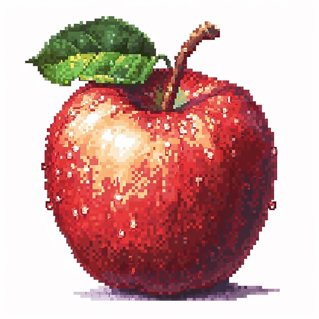 Ein Pixel-Apfel auf weißem Hintergrund