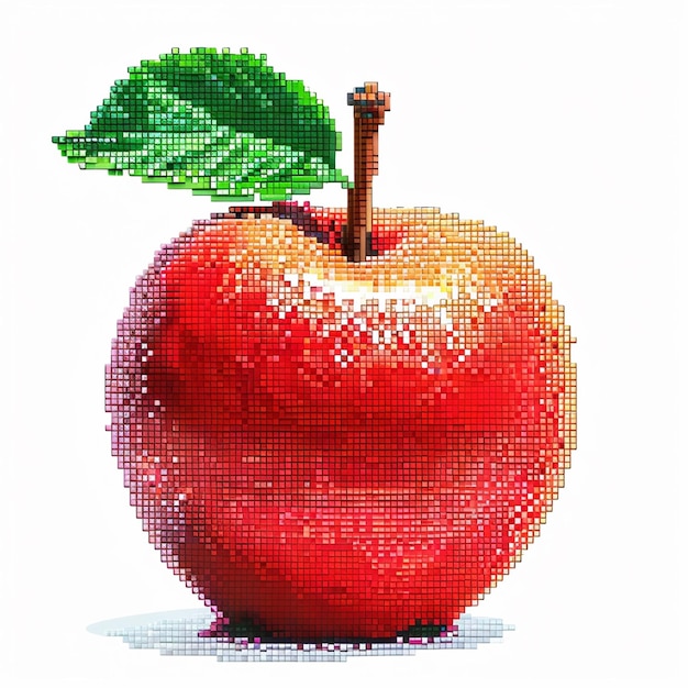 Ein Pixel-Apfel auf weißem Hintergrund