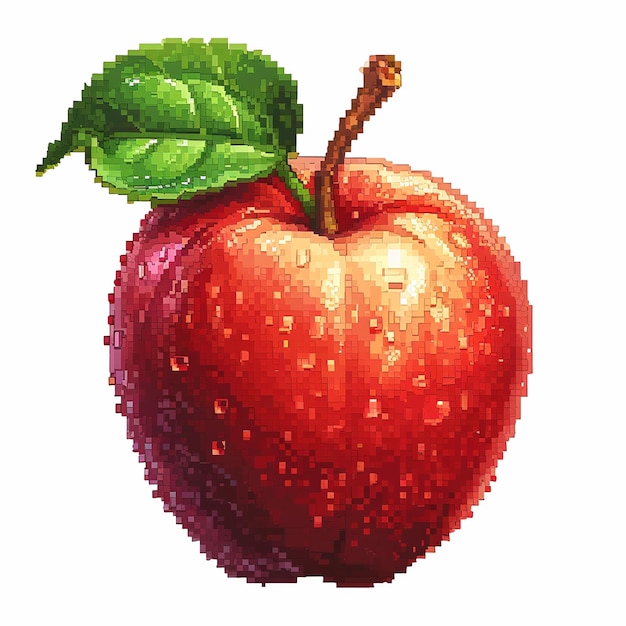 Ein Pixel-Apfel auf weißem Hintergrund