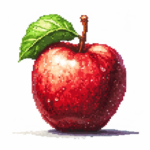 Ein Pixel-Apfel auf weißem Hintergrund