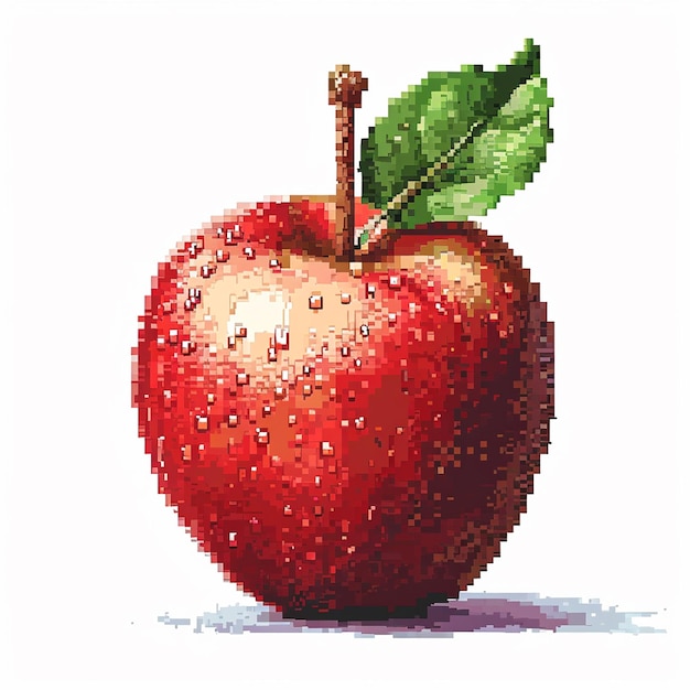 Ein Pixel-Apfel auf weißem Hintergrund
