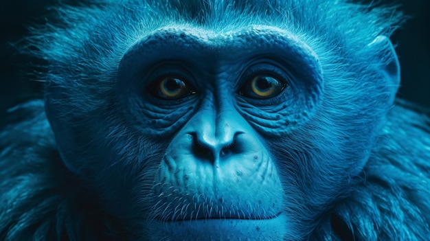 Ein Plakat, auf dem steht, dass der blaue Affe
