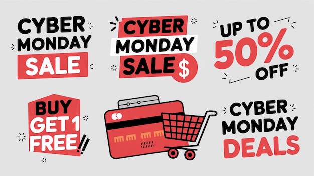 ein Plakat, auf dem steht, dass der Cyber Monday-Ausverkauf am unteren Ende ist