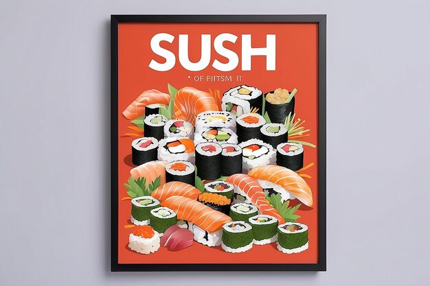 Foto ein plakat, auf dem sushi steht