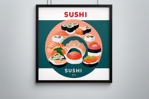 Foto ein plakat, auf dem sushi steht