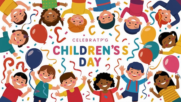 ein Plakat der Feier des Kinderdays mit einem glücklichen Geburtstag