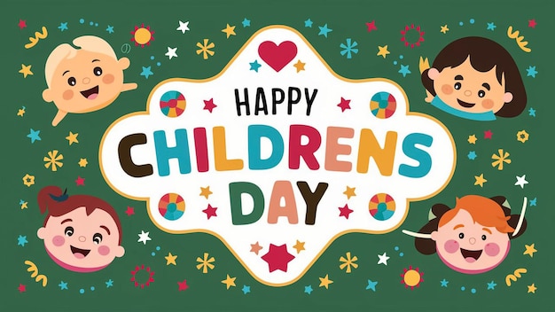 ein Plakat für den Kindertag mit einem glücklichen Kindertag