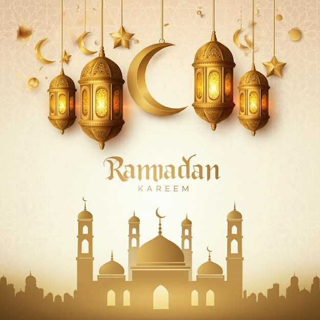 ein Plakat für eine Moschee mit einer Moschee an der Spitze