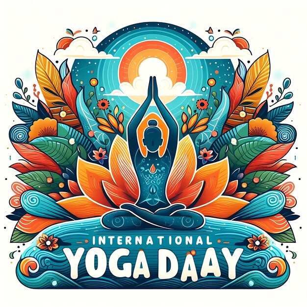 Foto ein plakat für einen yoga-tag mit dem satz international yoga day