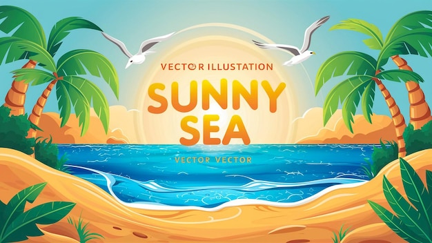 ein Plakat für Sonnenmeer und Palmen
