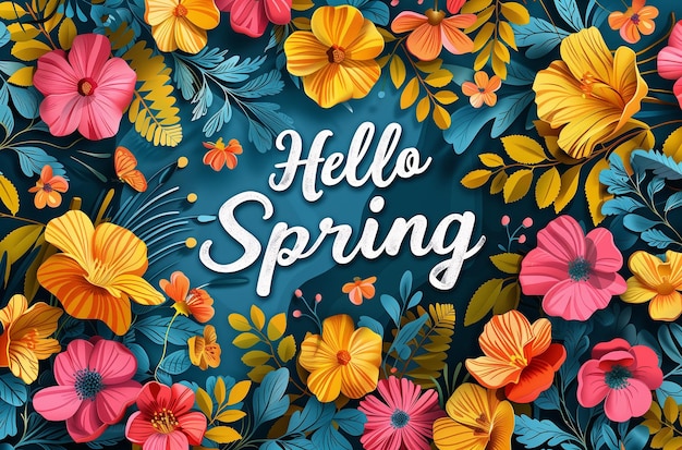 ein Plakat mit den Worten "Hallo, Frühling"