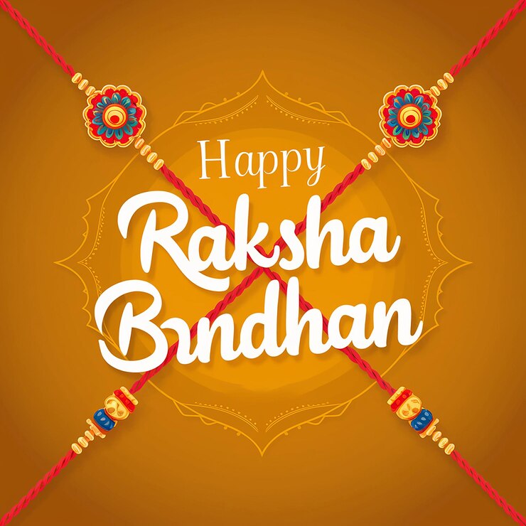 ein Plakat mit der Aufschrift "Glücklicher Raksha Bandhan"