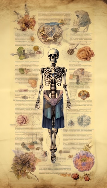 ein Plakat mit einem Skelett und den Worten " Skelett " darauf.