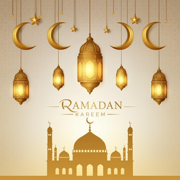 ein Plakat mit einer Moschee und dem Mond darauf